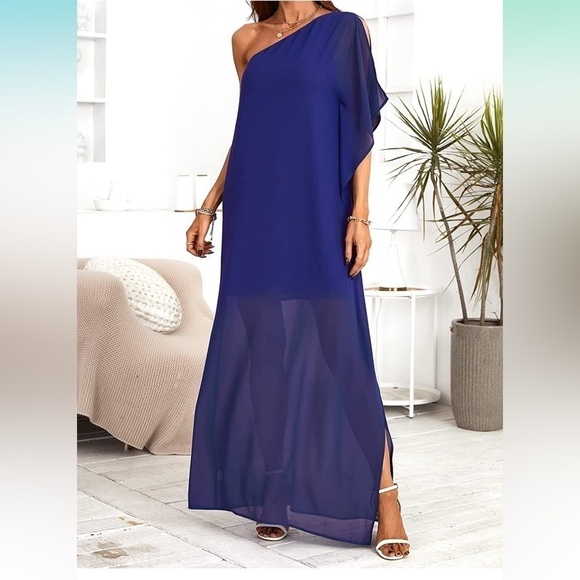 Cupshe Dresses & Skirts - NWT Small  One Shoulder Maxi Dress Loose Waist Short Sleeve Ruffle Vacation